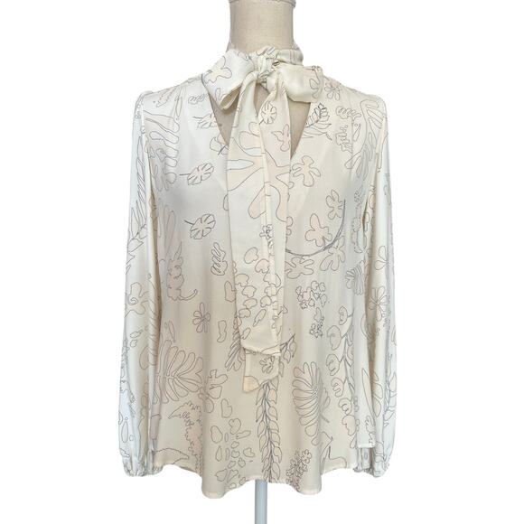 Rixo London Moss Tie-Neck Cream Abstract Print Blouse size Small $200 - Picture 1 of 16
